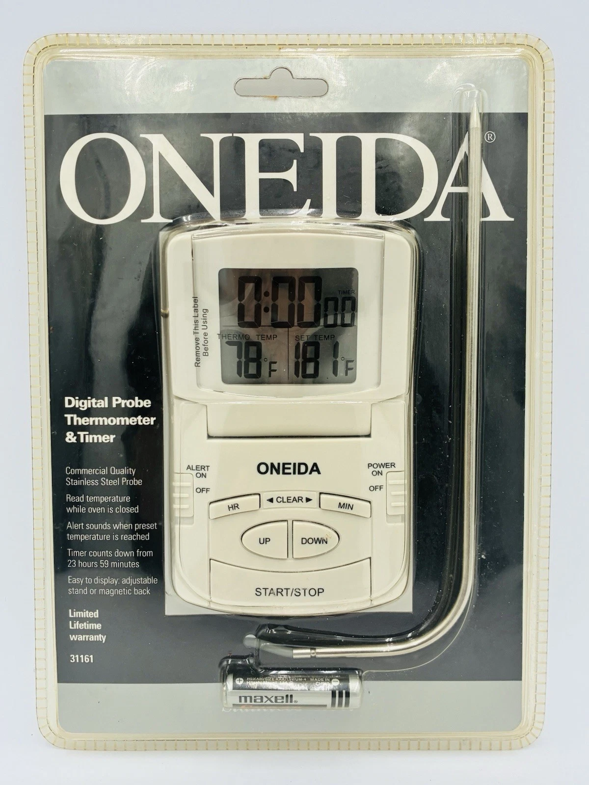 Oneida Digital Probe Oven Thermometer and Timer #31161 White - NEW & SEALED ✅✅✅