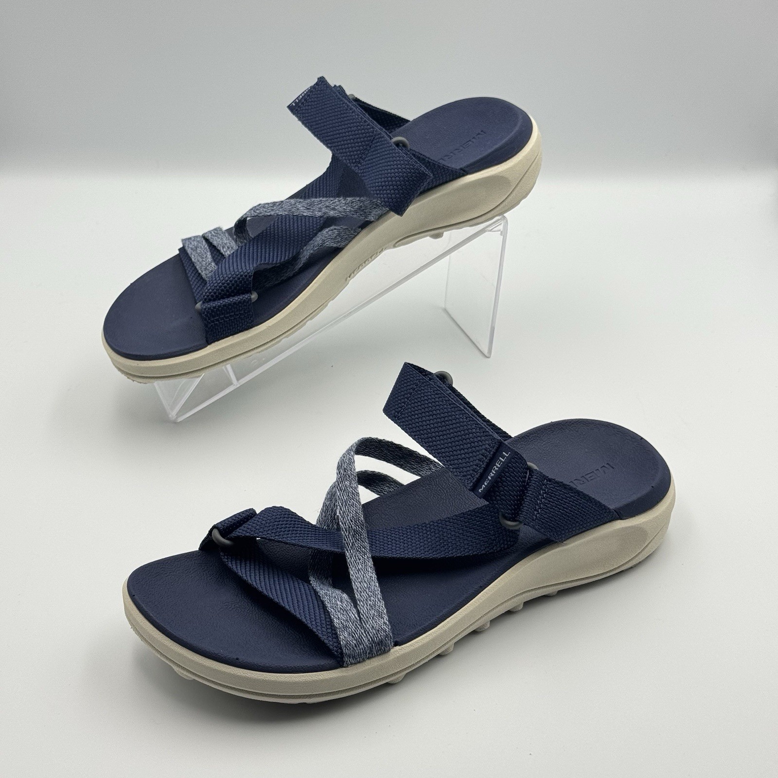 Merrell District 4 Post Mendi sandali mare donna 8 blu navy punta aperta nuovi senza etichette