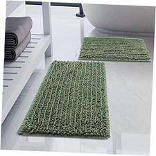 Luxury Chenille Bathroom Rugs Sets 2 Piece, 32" x 20" Plus 17" x 24" Sage Green
