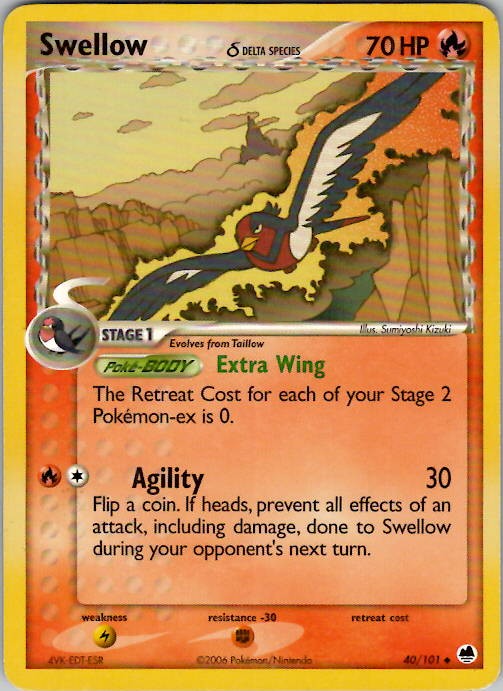 Swellow (Delta Species) Dragon Frontiers 40/101 Normal LP/NM