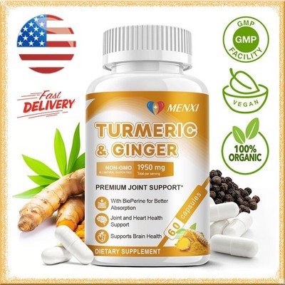 Turmeric Curcumin 1950mg 95% w/ Ginger & BioPerine Black Pepper 60 Caps