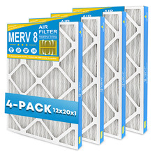 12x20x1 Pleated Air Filters, MERV 8 - 4 Pack Actual Size 11.75"x19.75"x0.75"