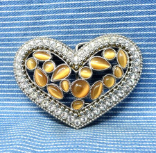 Cowgirl Heart Love Belt Buckle Rhinestones Tan Teardrop Mounts Vtg    .GTA262