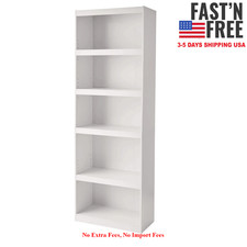 Mainstays Framed 5-Shelf Bookcase with Adjustable Shelves, White, 71.34 in H