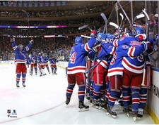Rangers Unsigned 2022 Stanley Cup Playoffs Round 1 Game 7 Celebration Photo