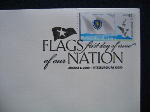 2008 Flags of our Nation Massachusetts Replica FDC 22kt Gold Golden Cover Stamp - Picture 3 of 3