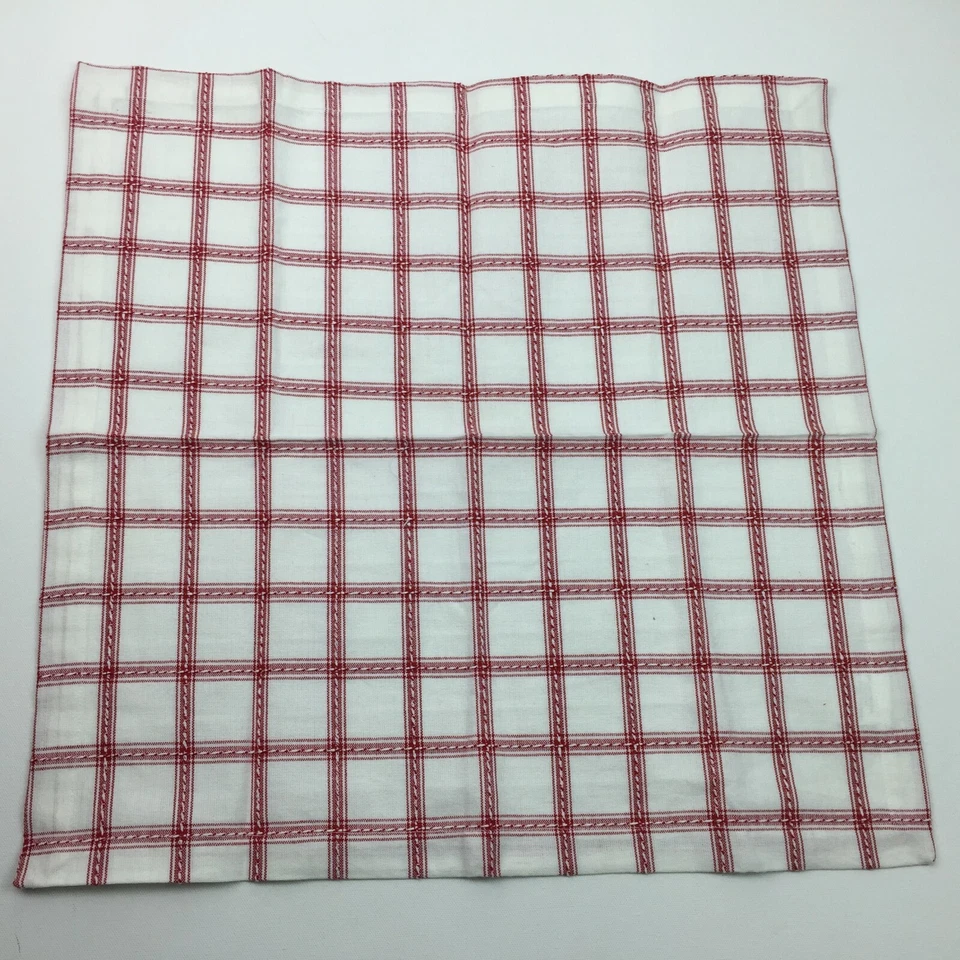 Set 4 Tovaglioli Panno Lino Quadrati Bianco Rosso Finestra Plaid Cucina - Immagine 3 di 4
