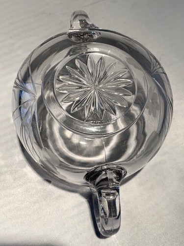 Vintage Clear Floral Etched Glass Condiment - Sugar Bowl, No Lid - Picture 4 of 6
