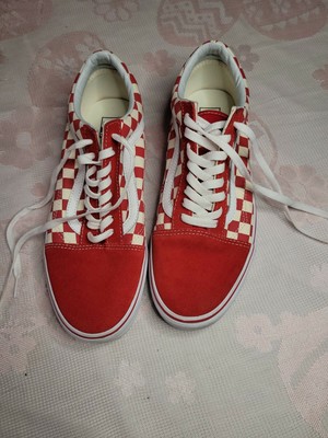 vans primary check old skool red and white