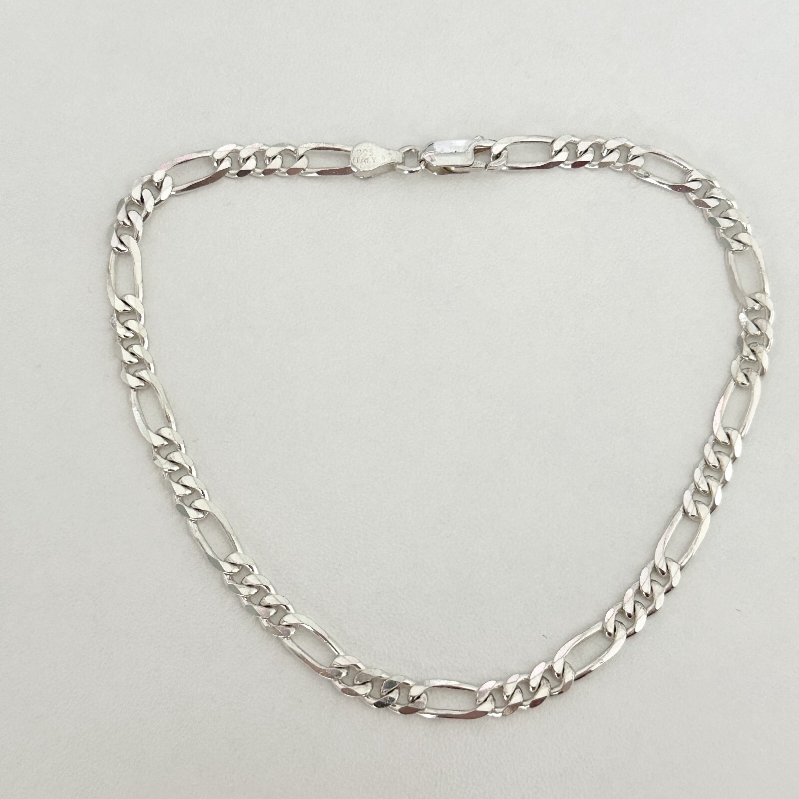 925 Italian Silver 4.5MM Figaro Chain Anklet 9 Inch