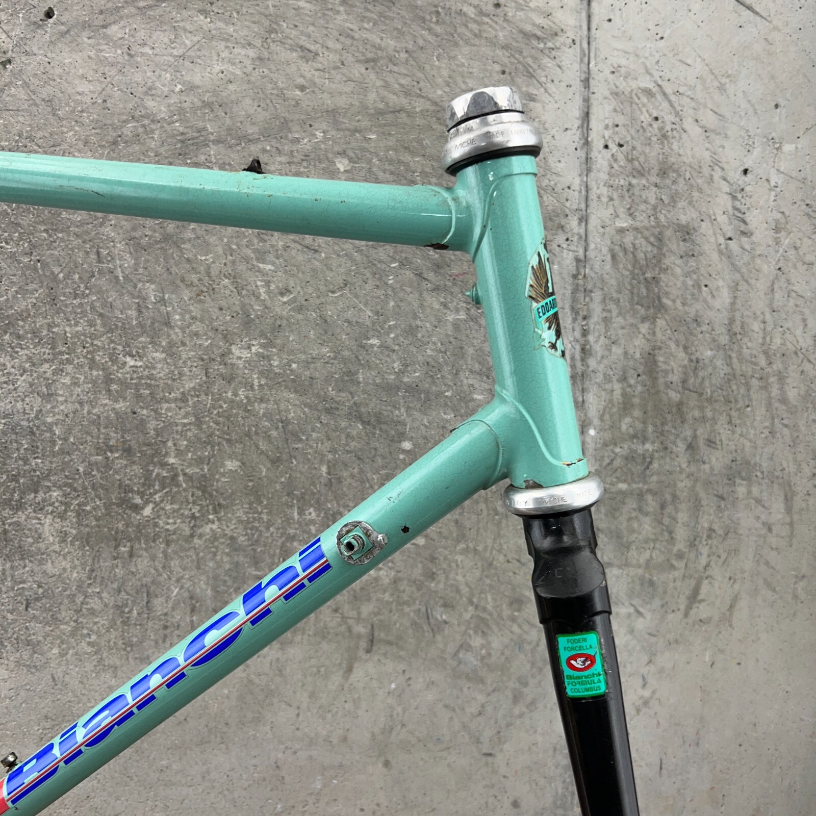 Vintage Bianchi Frame Set 55 cm Celeste Italy Columbus Campione Del