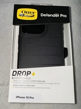 OtterBox Defender Series Pro Case w/ Holster clips, iPhone 15 PRO, Black New