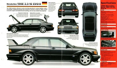 1990 MERCEDES-BENZ 190E 2.5-16 EVO II/ 2 SPEC SHEET / Brochure