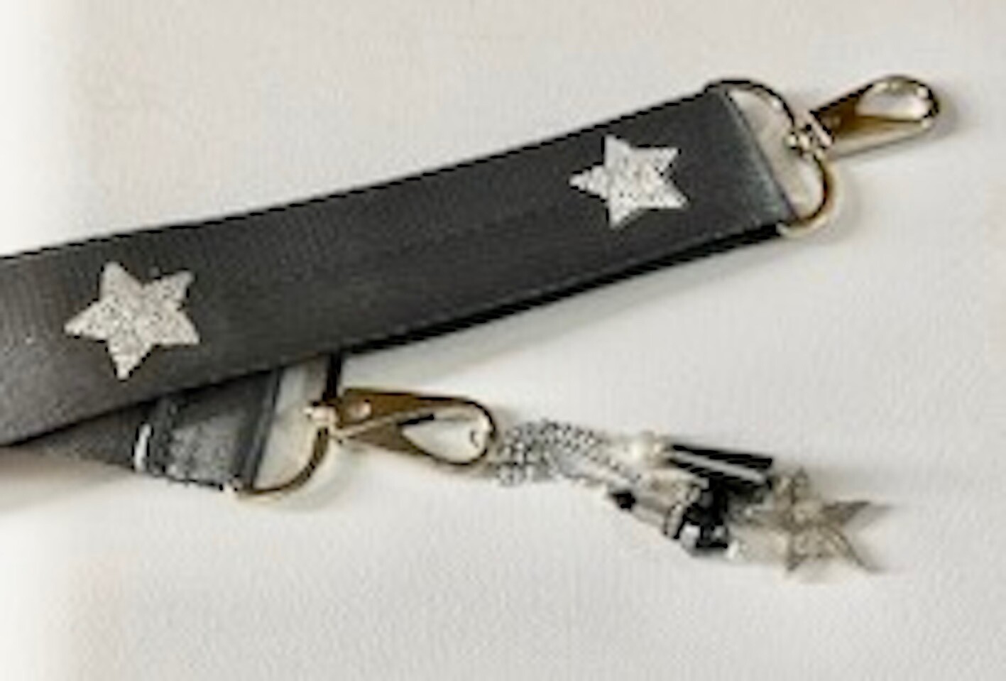 Stunningly Decorated Crossbody Bag Strap, Gray wi… - image 2