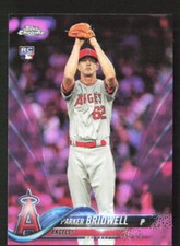 2018 Topps Chrome Parker Bridwell Pink Refractor Rookie Card RC #77 Angels. rookie card picture
