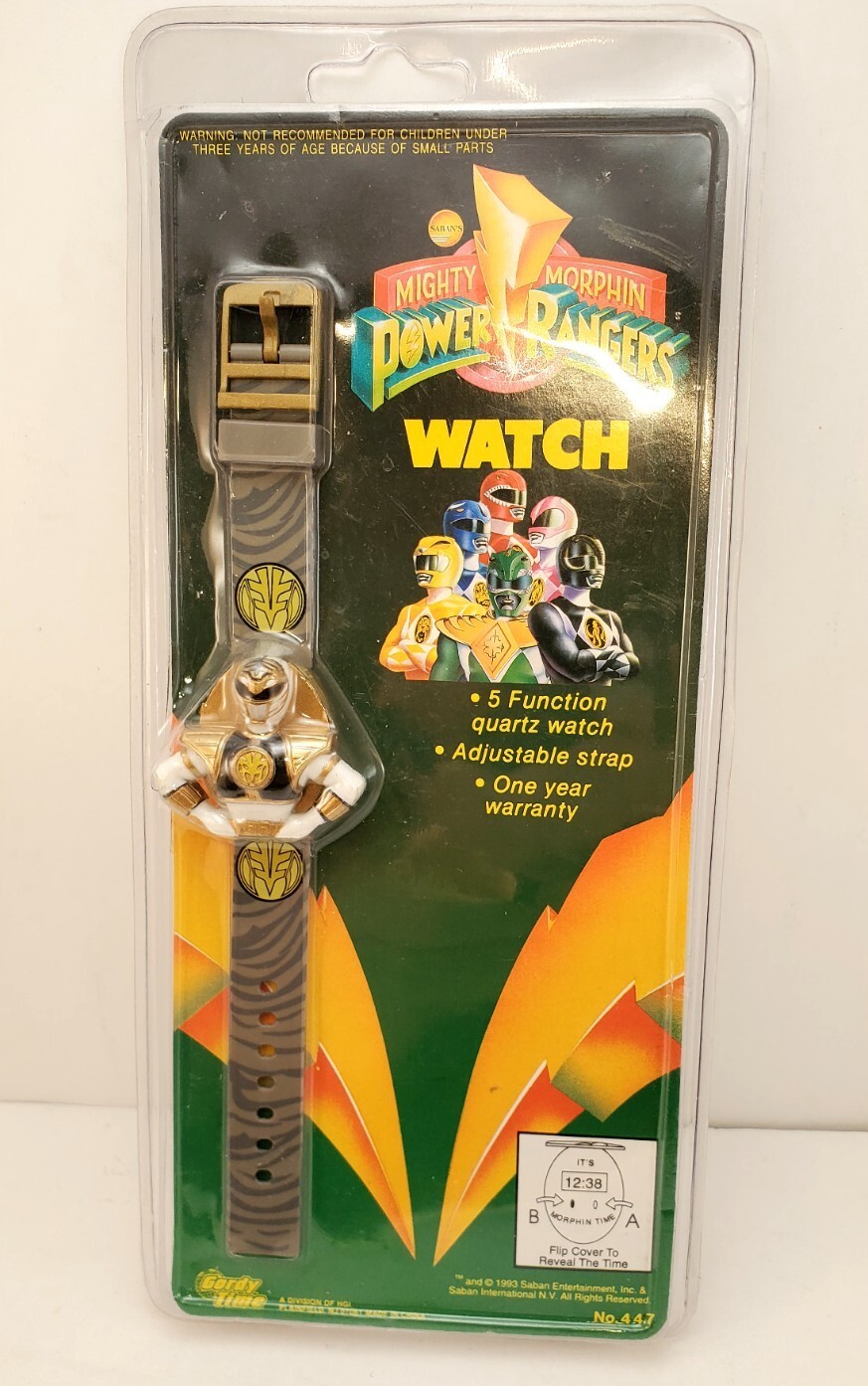 Vintage 1993 Mighty Morphin Power Rangers Gold Ranger Watch Mint New In Package