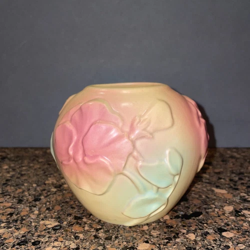 Vintage! Van Briggle Art Pottery Pansy 4” Planter/Vase Signed By Artist Craig S.