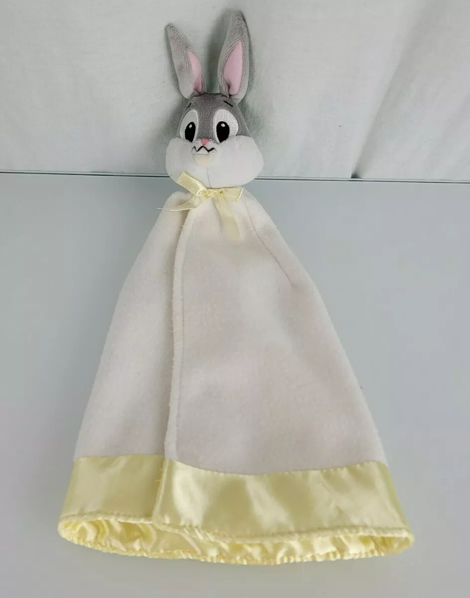 Looney Tunes Bugs Bunny Security Blanket Baby White Yellow Satin Fleece