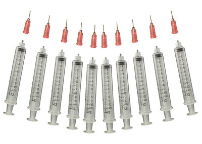 Precision Applicator 10cc Syringe w/20 Gauge Pink Tip -Glue, Henna -10 Pack