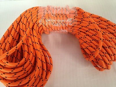 BLUE OX ROPE Double Braid Polyester 1/2"x 150 feet arborist rigging tree rope orange/black
