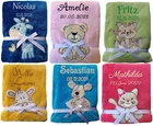 Baby Blanket Embroidered With Name Date Of Birth Gift Christening Birth Birthday Girl
