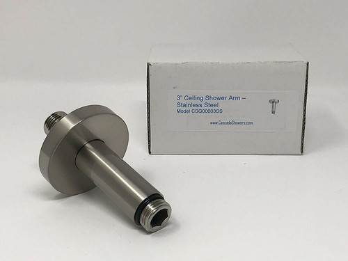 Ceiling Mount Shower Arm, Escutcheon with 1/2-Inch NPT Thread 3" Stainless Steel - Picture 4 of 7