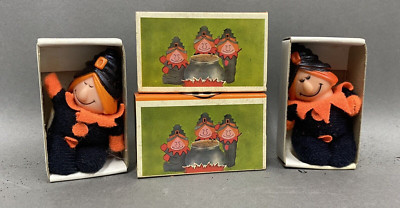 Pair of 1970's Vintage HALLOWEEN Fun World  MATCHPACK MASCOTS  Witches
