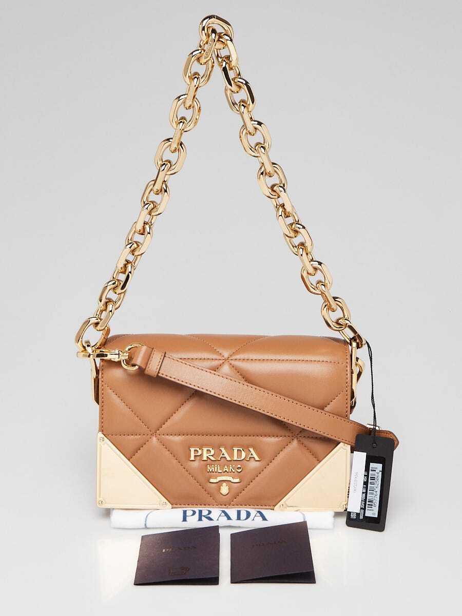 PRADA プラダ Nappa stiched バッグ Prada Caramel Quilted Nappa Stitched Shoulder Bag 1BD333 | eBay