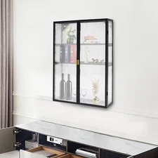 Retro Style Carbon Steel Double PC Door Wall Cabinet with Detachable Shelves