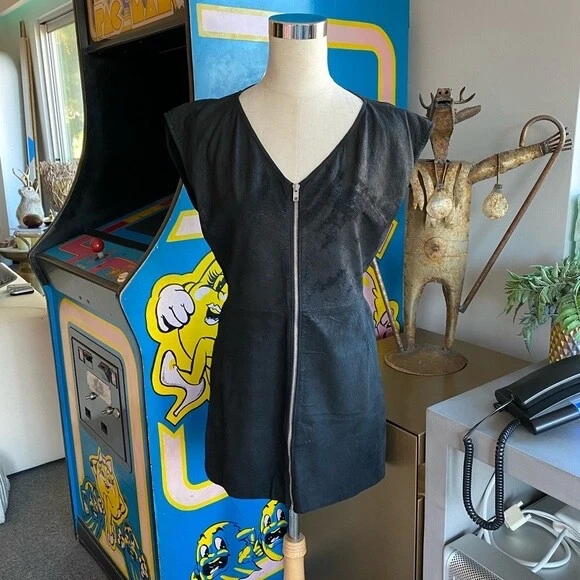 Abito Rick Owens blister pelle biker zip canotta avant toi ann demeulmeester