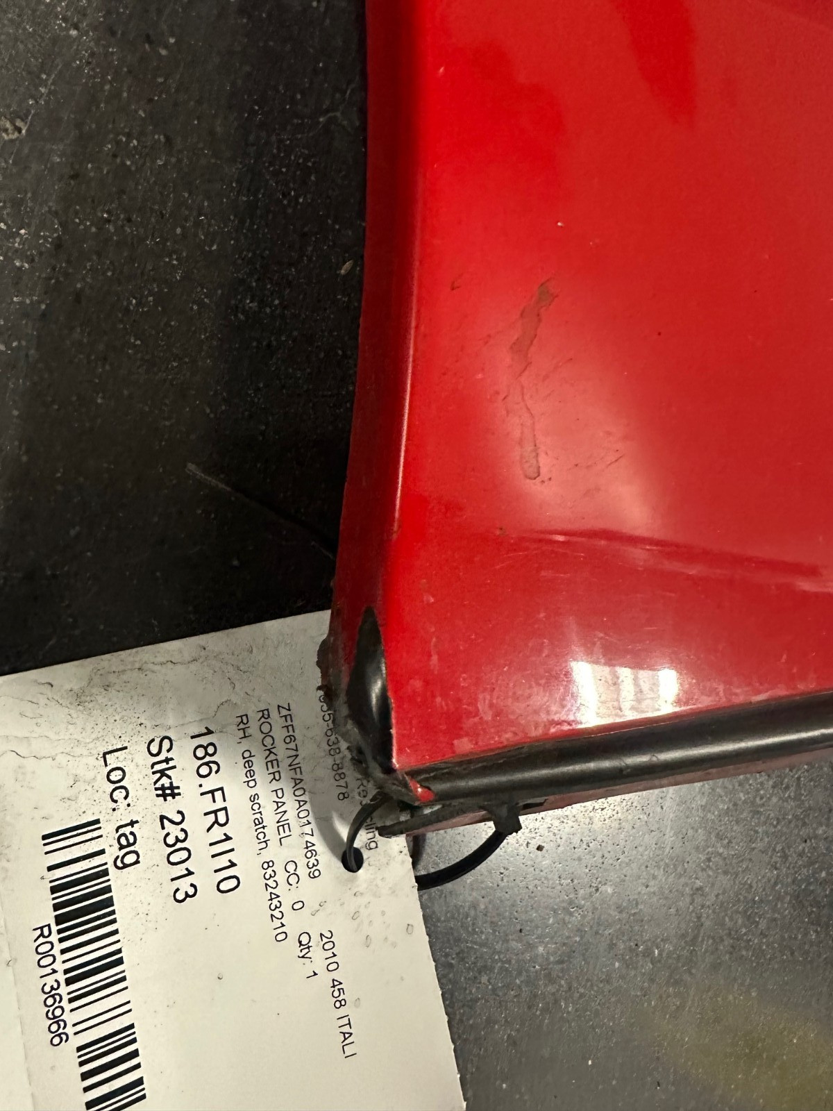 Ferrari 458, Italia, Spider, RH, Right, Rocker Panel, Used, Damaged, 83243210