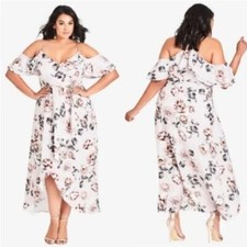 New! City Chic Champagne Rose Maxi Dress Floral dress, size XS size 14