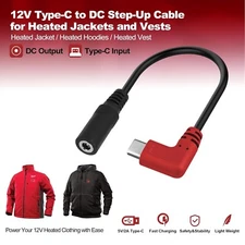 12V Heated Jacket Battery Step-Up Adapter Charger Cable for Milwaukee M12 Jacket