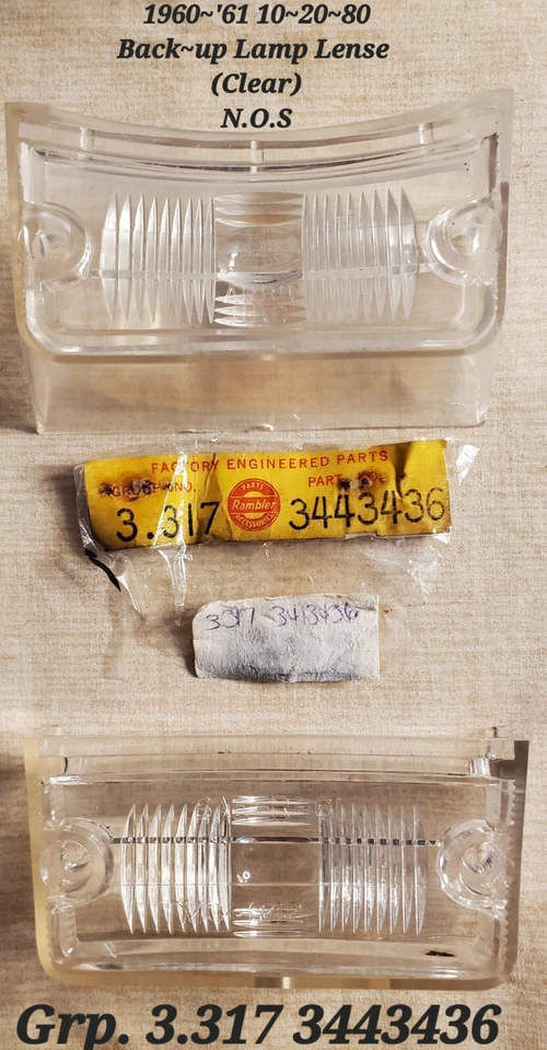 AMC Classic Rear Back~up Light (TWO)-Lenses 1960~1961 10 Classic~20 Rebel N.O.S. - Image 2 of 4