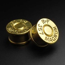 Brass Magnum Bullet Double Flare Plug | Italian Brass Ear Gauges Stretchers