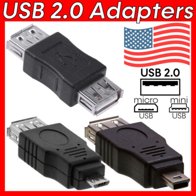USB Coupler Mini Micro USB to USB Adapter USB 2.0 Adapter Gender Changer F/F M/F