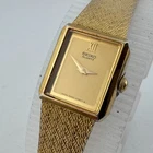 VTG Seiko Quartz Watch 5420-5390 Women Gold Tone Rectangle Mesh New Battery 6"
