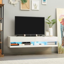 Floating TV Unit Stand, Wall Mount TV Cabinet w/ Storage LED Lights Refurbished