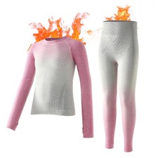 pMMq Girls Thermal Underwear Set for Kids Long Johns, Base Layer Kids Long Un...