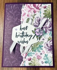 Stampin Up Card Kit Happy Birthday Wishes Floral Charm DSP - Makes 4 Cards