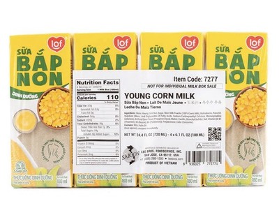 LOF Young Corn Milk 180ml pack of 4