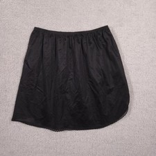 Vanity Fair Half Slip Skirt Womens Medium Black Nylon Lace Hem Satin Lingerie