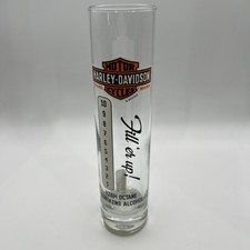 Harley Davidson Shot Glass Extra Tall 7.5” “Filler Up!” 2013 Made In USA Rare