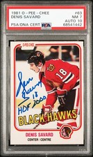 1981 O-Pee-Chee Denis Savard Chicago Black Hawks Signed RC #63  PSA 7  AUTO 10