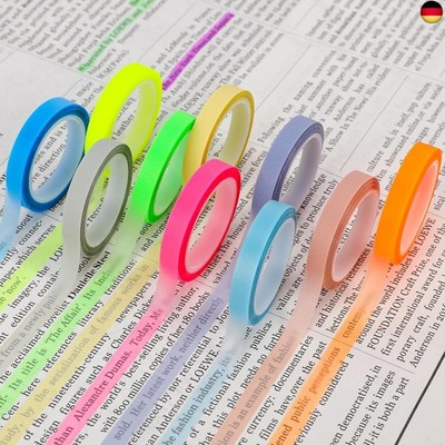 10 Rollen Highlight Strips Farbiges Transparentes Klebeband Entfernbar Fluoreszi