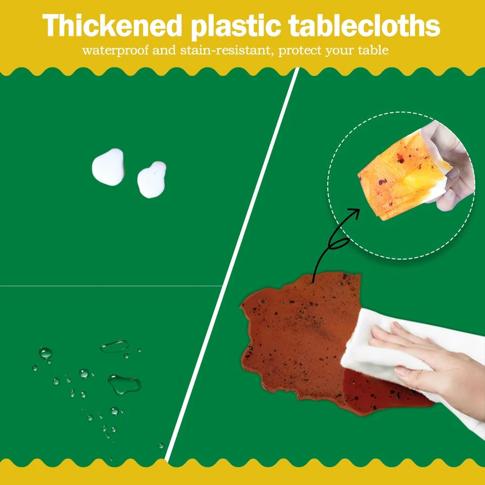 Pack 6 manteles plásticos verdes 54x108 pulgadas desechables para mesas - Image 3 of 4