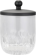 Glass Jar with Metal Lid for Bathroom Organization, Clear Apothecary Jar for