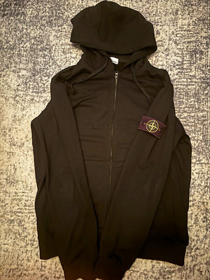 Stone Island Herren Zip Hoodie mit Kapuze Logo-Patch Schwarz Gr. L