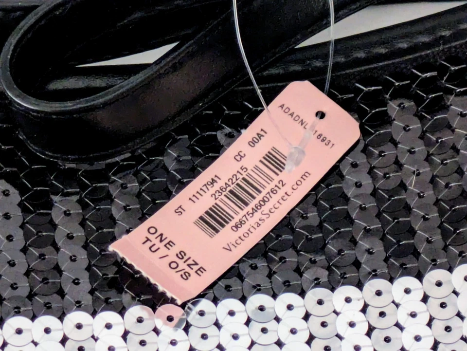 Victoria's Secret Bolso de Viaje Grande Lona Lentejuelas Dorado Rosa 13" X 22" Nuevo Foto 2 de 4