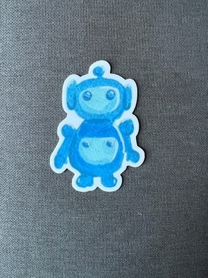Blue Robot Vinyl Sticker 3  Waterproof, Cute for Laptop, Water Bottle 